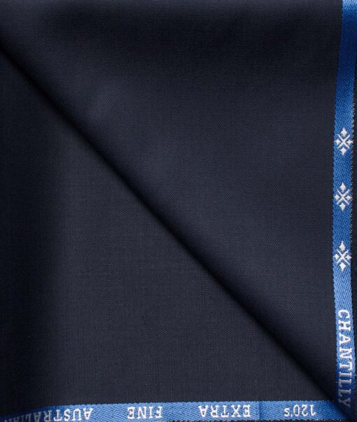 Cadini Men's  Wool Solids Super 120's 1.30 Meter Unstitched Trouser Fabric (Dark Blue)