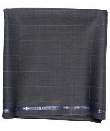 Cadini Men's  Wool Checks Super 120's 1.30 Meter Unstitched Trouser Fabric (Grey)