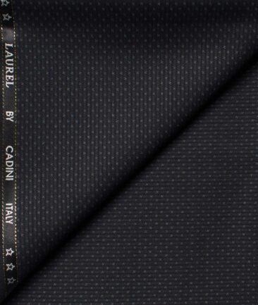 Cadini Men's  Wool Structured Super 140's 1.30 Meter Unstitched Trouser Fabric (Black & Grey)