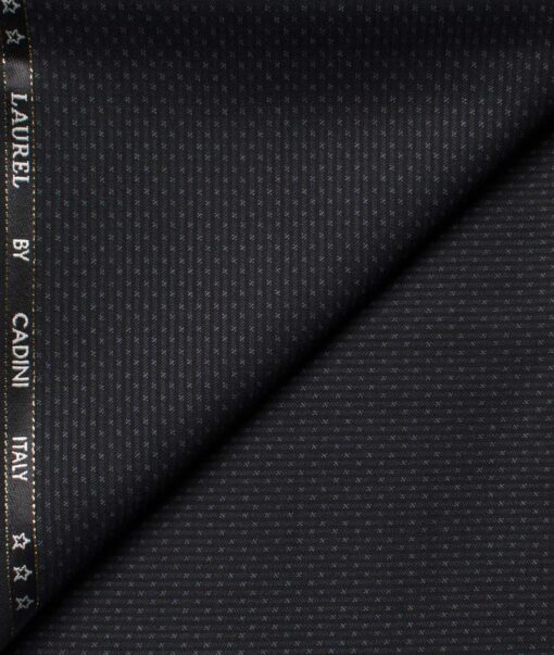 Cadini Men's  Wool Structured Super 140's 1.30 Meter Unstitched Trouser Fabric (Black & Grey)