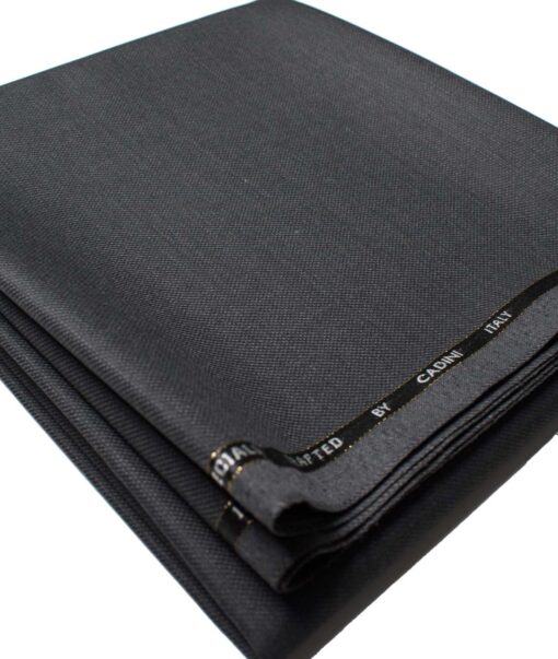 Cadini Men's  Wool Structured Super 120's 1.30 Meter Unstitched Trouser Fabric (Dark Grey)