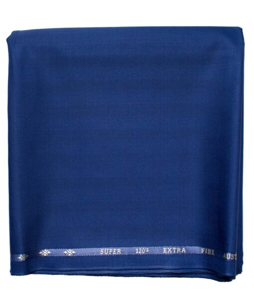 Cadini Men's  Wool Self Design Super 120's 1.30 Meter Unstitched Trouser Fabric (Royal Blue)
