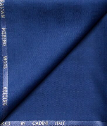 Cadini Men's  Wool Self Design Super 120's 1.30 Meter Unstitched Trouser Fabric (Royal Blue)