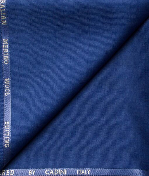 Cadini Men's  Wool Self Design Super 120's 1.30 Meter Unstitched Trouser Fabric (Royal Blue)