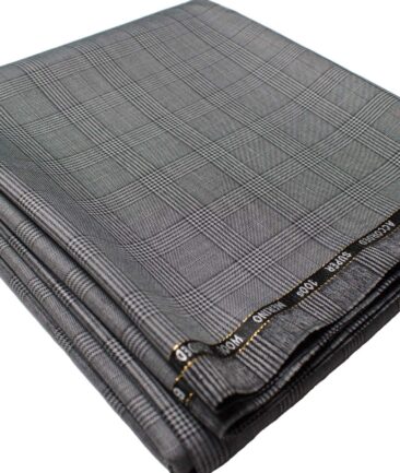 Cadini Men's  Wool Checks Super 100's 1.30 Meter Unstitched Trouser Fabric (Grey)