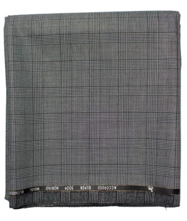 Cadini Men's  Wool Checks Super 100's 1.30 Meter Unstitched Trouser Fabric (Grey)
