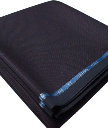 Cadini Men's  Wool Structured Super 90's 1.30 Meter Unstitched Trouser Fabric (Dark Blue & Red)