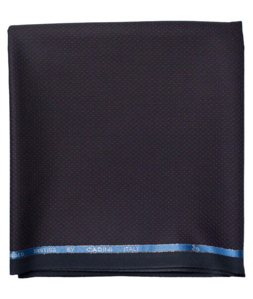 Cadini Men's  Wool Structured Super 90's 1.30 Meter Unstitched Trouser Fabric (Dark Blue & Red)