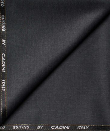 Cadini Men's  Wool Solids Super 90's 1.30 Meter Unstitched Trouser Fabric (Dark Grey)