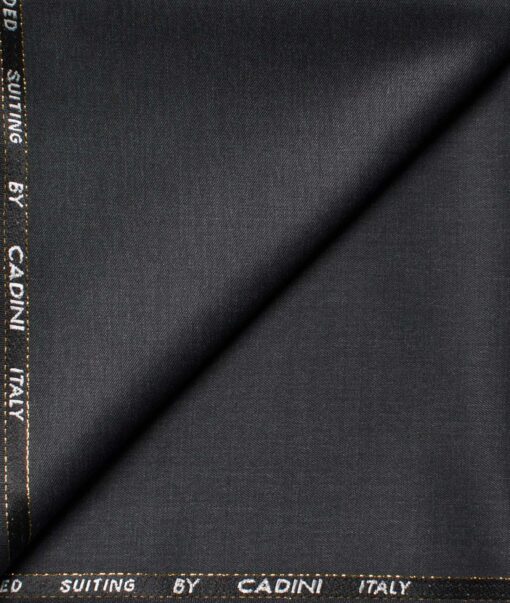 Cadini Men's  Wool Solids Super 90's 1.30 Meter Unstitched Trouser Fabric (Dark Grey)