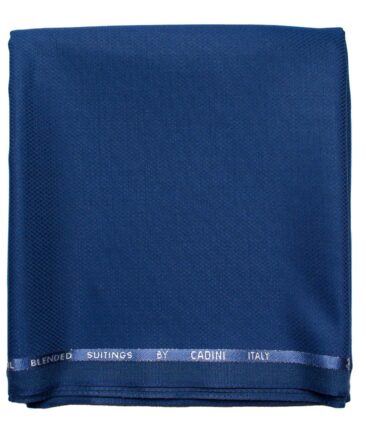 Cadini Men's  Wool Structured Super 90's 1.30 Meter Unstitched Trouser Fabric (Royal Blue)