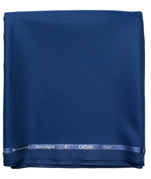 Cadini Men's  Wool Structured Super 90's 1.30 Meter Unstitched Trouser Fabric (Royal Blue)