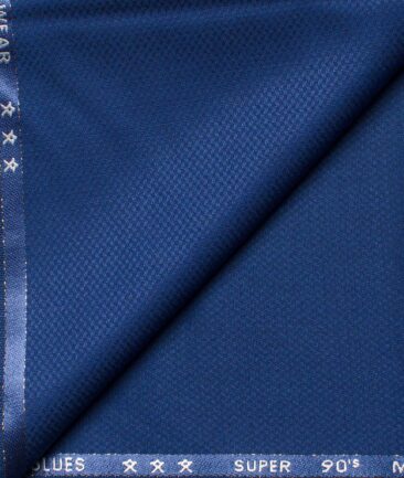 Cadini Men's  Wool Structured Super 90's 1.30 Meter Unstitched Trouser Fabric (Royal Blue)