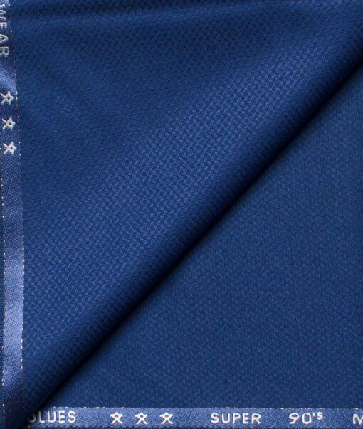 Cadini Men's  Wool Structured Super 90's 1.30 Meter Unstitched Trouser Fabric (Royal Blue)