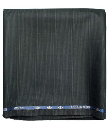 Cadini Men's  Wool Checks Super 120's 1.30 Meter Unstitched Trouser Fabric (Green)