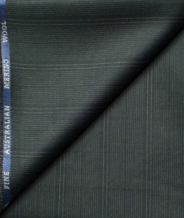 Cadini Men's  Wool Checks Super 120's 1.30 Meter Unstitched Trouser Fabric (Green)