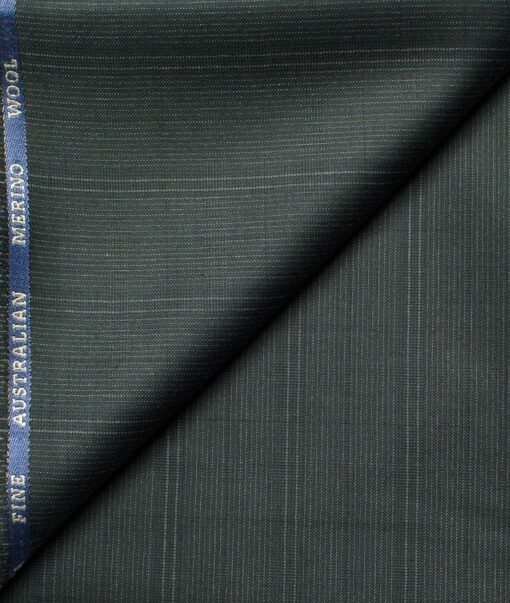 Cadini Men's  Wool Checks Super 120's 1.30 Meter Unstitched Trouser Fabric (Green)