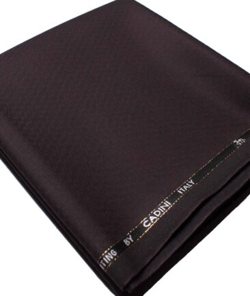 Cadini Men's  Wool Structured Super 100's 1.25 Meter Unstitched Trouser Fabric (Dark Wine)