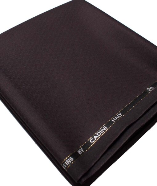 Cadini Men's  Wool Structured Super 100's 1.25 Meter Unstitched Trouser Fabric (Dark Wine)