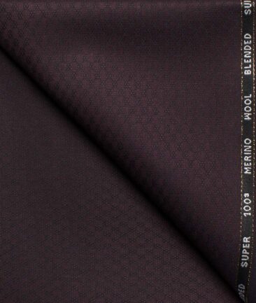 Cadini Men's  Wool Structured Super 100's 1.25 Meter Unstitched Trouser Fabric (Dark Wine)