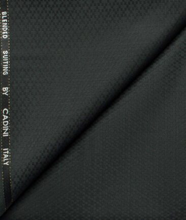 Cadini Men's  Wool Structured Super 90's 1.25 Meter Unstitched Trouser Fabric (Dark Green)