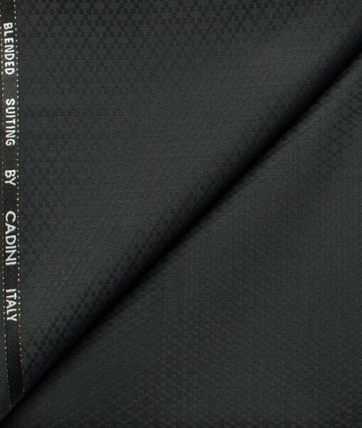 Cadini Men's  Wool Structured Super 90's 1.25 Meter Unstitched Trouser Fabric (Dark Green)