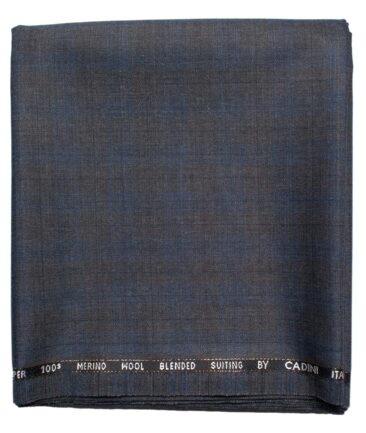 Cadini Men's  Wool Checks Super 100's 1.25 Meter Unstitched Trouser Fabric (Grey)