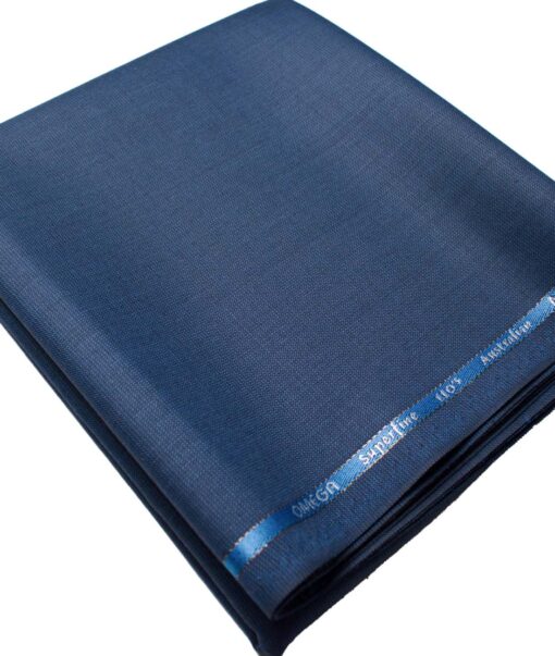 Cadini Men's  Wool Self Design Super 110's 1.25 Meter Unstitched Trouser Fabric (Blue)