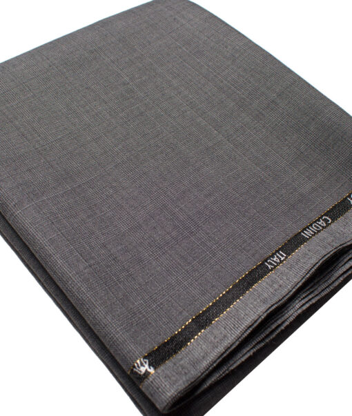 Cadini Men's  Wool Checks Super 110's 1.20 Meter Unstitched Trouser Fabric (Grey)