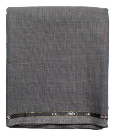 Cadini Men's  Wool Checks Super 110's 1.20 Meter Unstitched Trouser Fabric (Grey)