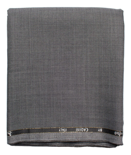 Cadini Men's  Wool Checks Super 110's 1.20 Meter Unstitched Trouser Fabric (Grey)