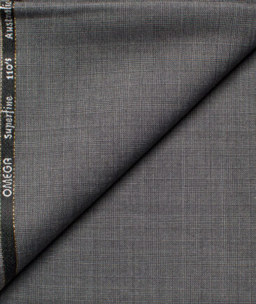 Cadini Men's  Wool Checks Super 110's 1.20 Meter Unstitched Trouser Fabric (Grey)