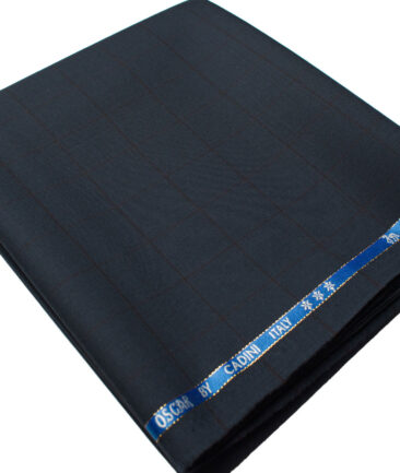 Cadini Men's  Wool Checks Super 130's 1.20 Meter Unstitched Trouser Fabric (Dark Blue)