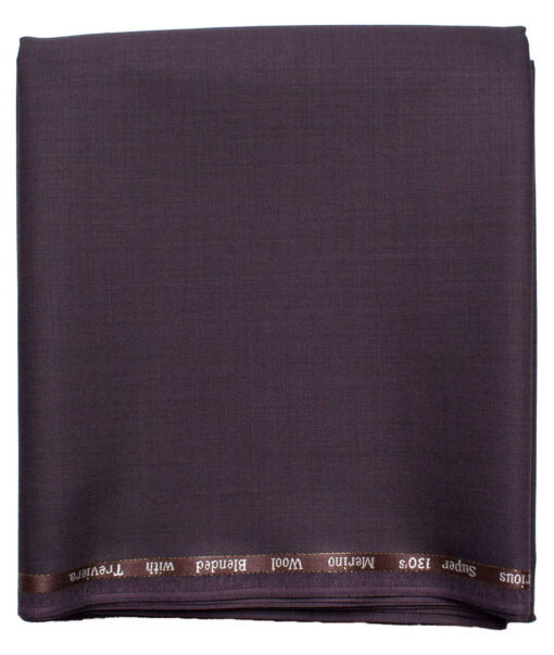 Cadini Men's  Wool Solids Super 130's 1.20 Meter Unstitched Trouser Fabric (Dark Wine)