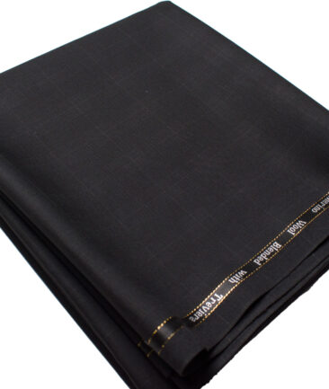Cadini Men's  Wool Checks Super 130's 1.20 Meter Unstitched Trouser Fabric (Black)