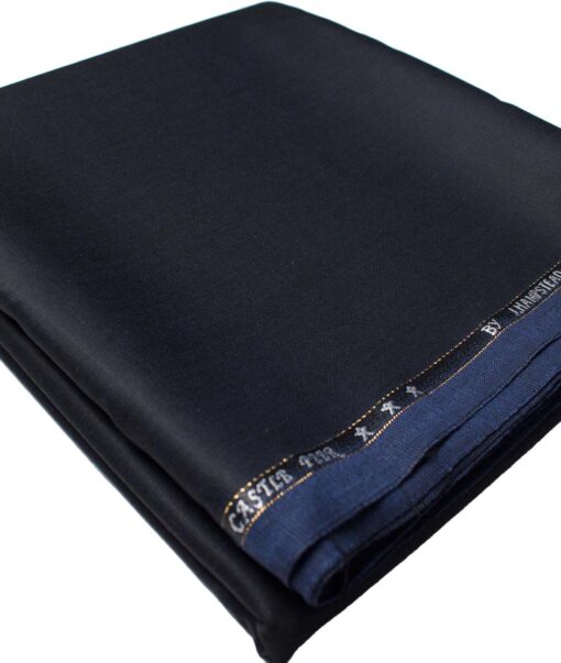 J.Hampstead Men's  Wool Solids Super 100's 1.30 Meter Unstitched Trouser Fabric (Dark Navy Blue)