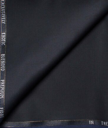 J.Hampstead Men's  Wool Solids Super 100's 1.30 Meter Unstitched Trouser Fabric (Dark Navy Blue)