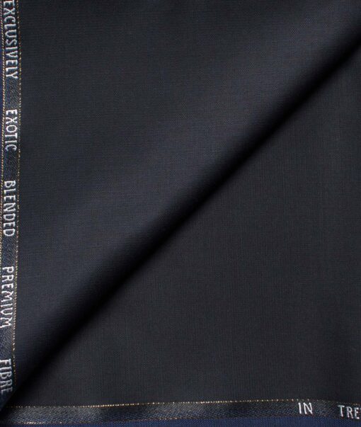 J.Hampstead Men's  Wool Solids Super 100's 1.30 Meter Unstitched Trouser Fabric (Dark Navy Blue)