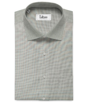 Raymond Men's Premium Cotton Checks 2.25 Meter Unstitched Shirting Fabric (White & Black)