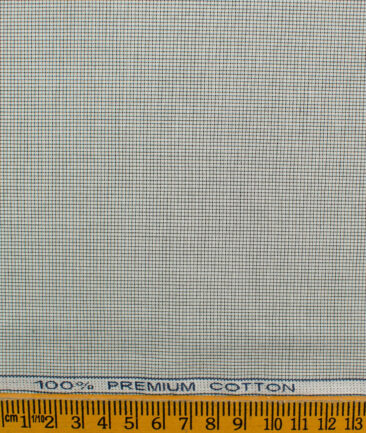Raymond Men's Premium Cotton Checks 2.25 Meter Unstitched Shirting Fabric (White & Black)