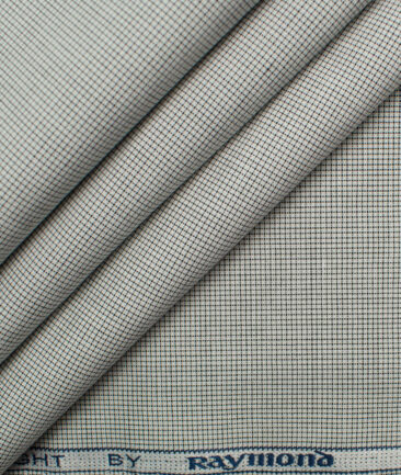 Raymond Men's Premium Cotton Checks 2.25 Meter Unstitched Shirting Fabric (White & Black)