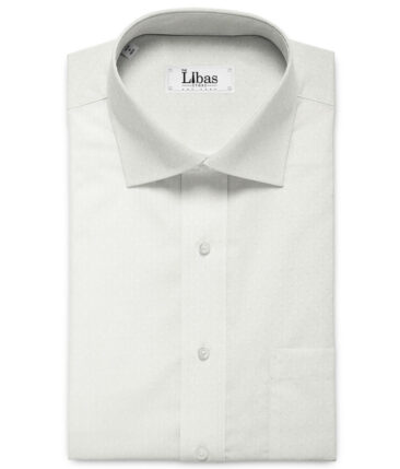 Raymond Men's Premium Cotton Self Design 2.25 Meter Unstitched Shirting Fabric (White)