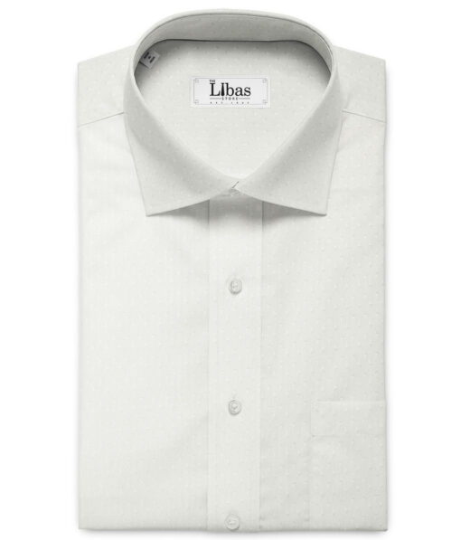 Raymond Men's Premium Cotton Self Design 2.25 Meter Unstitched Shirting Fabric (White)
