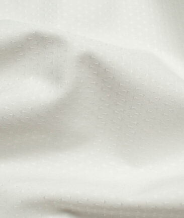 Raymond Men's Premium Cotton Self Design 2.25 Meter Unstitched Shirting Fabric (White)