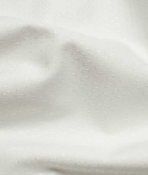 Raymond Men's Premium Cotton Self Design 2.25 Meter Unstitched Shirting Fabric (White)