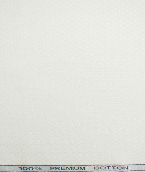 Raymond Men's Premium Cotton Self Design 2.25 Meter Unstitched Shirting Fabric (White)