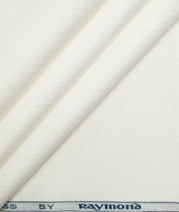 Raymond Men's Premium Cotton Self Design 2.25 Meter Unstitched Shirting Fabric (White)