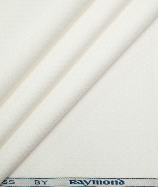 Raymond Men's Premium Cotton Self Design 2.25 Meter Unstitched Shirting Fabric (White)