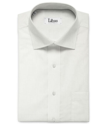 Raymond Men's Premium Cotton Self Design 2.25 Meter Unstitched Shirting Fabric (White)