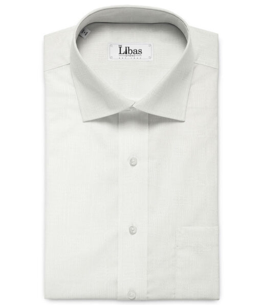 Raymond Men's Premium Cotton Self Design 2.25 Meter Unstitched Shirting Fabric (White)